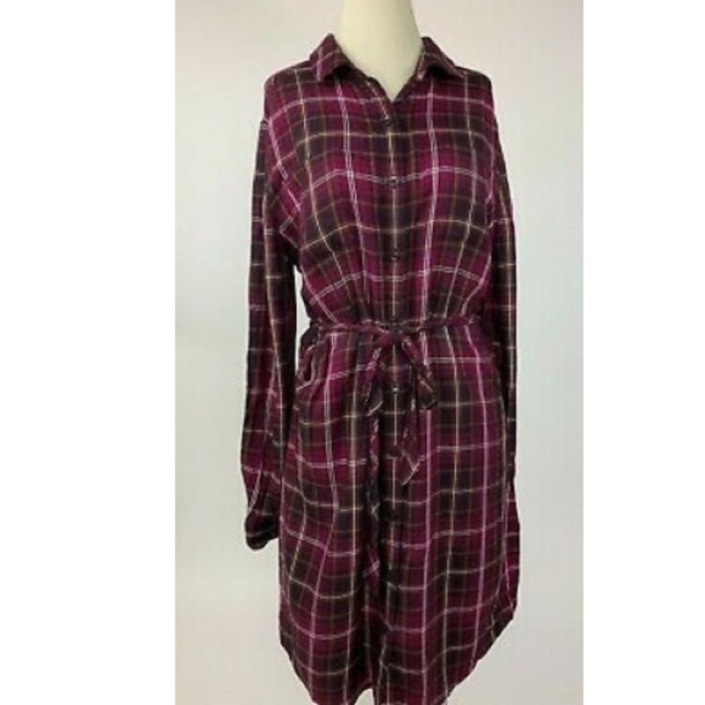 NWT Banana Republic Plaid Tie-Waist Shirt Dress